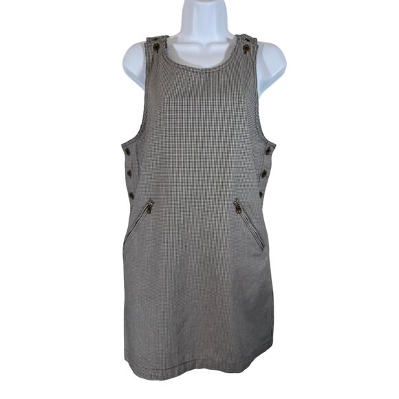 Vintage 90s Westbound Houndstooth Mini Overall Dress Petite Small 100% Cotton - Picture 2 of 7